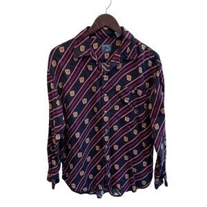 Vintage Lizwear Crest Print Button Down Size Small